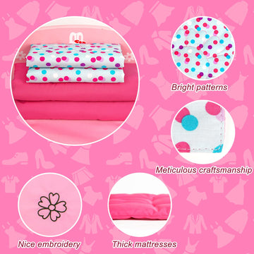 18 Inch Doll Bedding Accessories Set, Included Baby Doll Comforter, Mattress, Bed Sheets, Pillow Cute Doll Accessories- Fits 18'