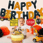 TONIFUL 16 Inch Black Orange Mylar Foil Birthday Balloons Banner Happy Birthday Balloon Letters for Adults & Girls Boys Kids Bir