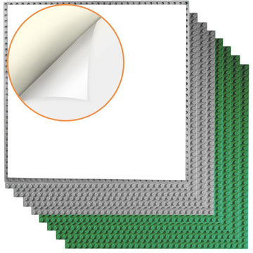 8 Pack Peel And Stick Baseplates, Stickers Baseplates, Compatible With All Major Brands - 10 Inch X 10 Inch (4 Green And 4 Gray)