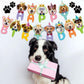 Tsj Happy Birthday Dog Birthday Banner, Dog Face Party Banner, Dog Theme Party Bunting Decoration Puppy Party Supplies For Birth