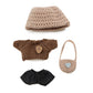 17cm Doll Clothes - Kawaii Chic Style Set for 17cm Dolls  enhanced Doll Outfit with Accessories - Khaki Wool Hat + Brown Romper + Black Jeans + Khaki Bag (NO Doll)