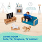 Oook Wooden Dollhouse Furniture Set For Kids, 26 Pcs Dollhouse Accessories With 4 Family Dolls And Dog, Miniature Doll House Fur