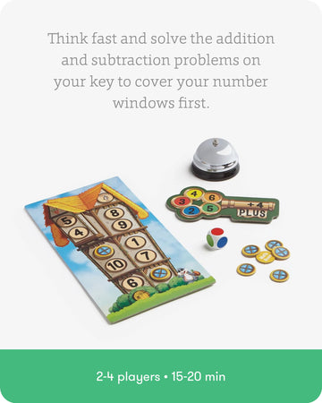 Simplyfun Math Room - Educational Math Game - Quick Thinking & Fun Math Games For Kids Ages 5 & Up - Fast Solving Addition & Subtraction Game - 2 To 4 Players