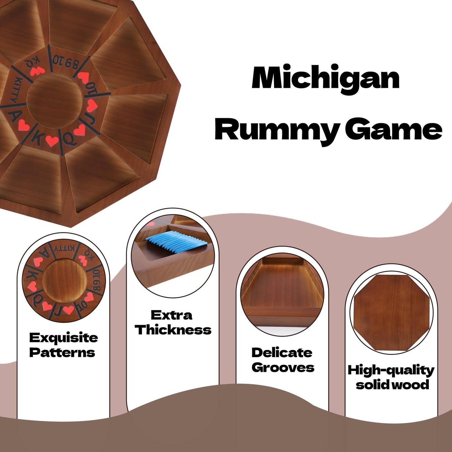 Jyquorp Michigan Rummy Board Game Deluxe Set Perfect Blend Of A Royal Game Of Hearts Rummy Poker Wooden Tripoley Game Betting Bl