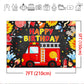 Mocsicka Fireman Birthday Backdrop 7x5ft Fire Truck Happy Birthday Party Decorations Banner Fireman Theme Kids Bday Background B