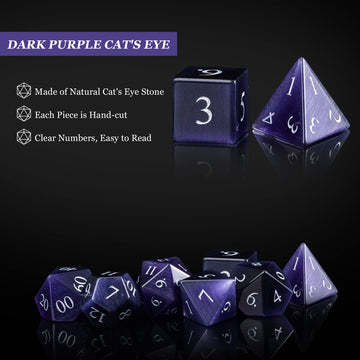 UDIXI Gemstone DND Dice Set 7PCS Cat's Eye Stone D&D Polyhedral Dice for Dungeons and Dragons Role Playing MTG Tabletop Games