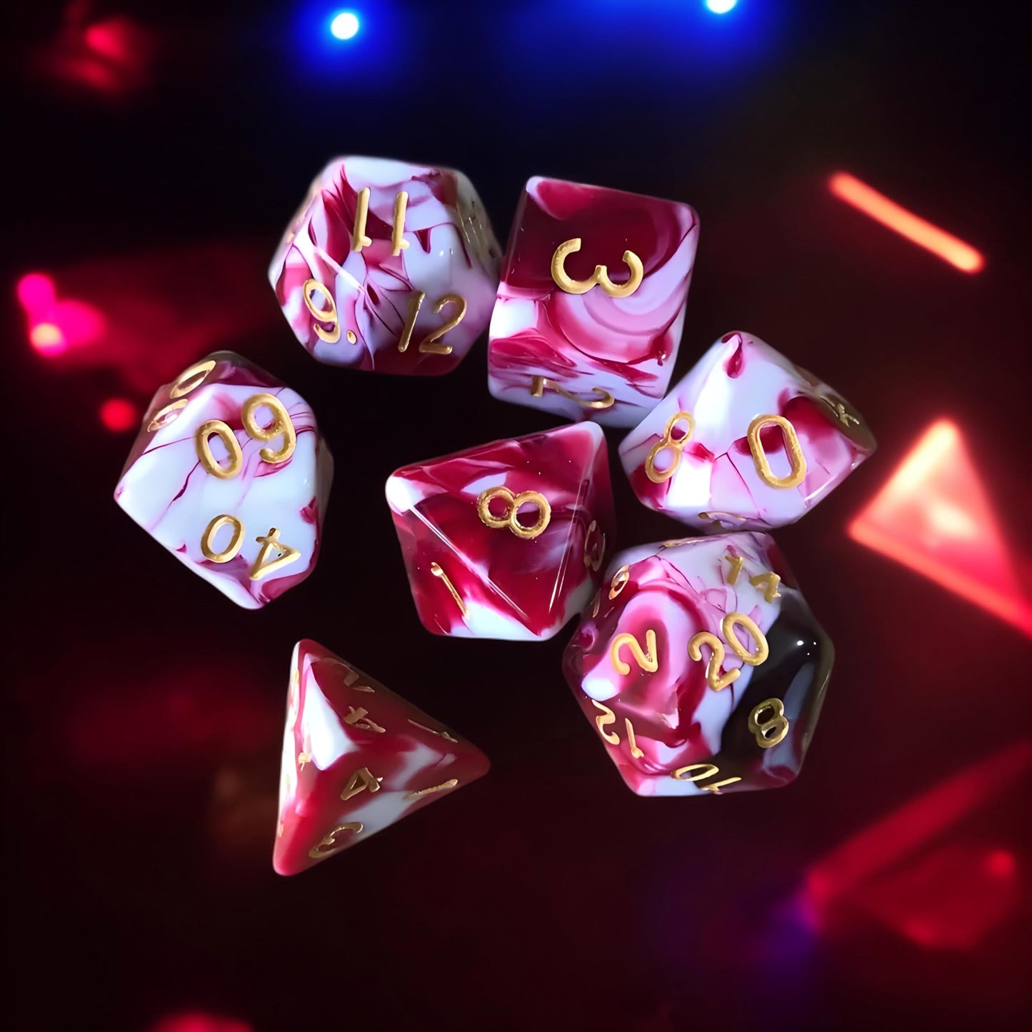 7 Pcs DND Dice Set, AORZOV Polyhedral Dice for Dungeons and Dragons D&D TTRPG MTG Table Role Playing Games(Blood Red Mixed White
