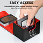 ZLCA Trading Card Deck Box - Faux Leather, Holds 120+ Single Sleeved Cards, Horizontal Size, Black & Red