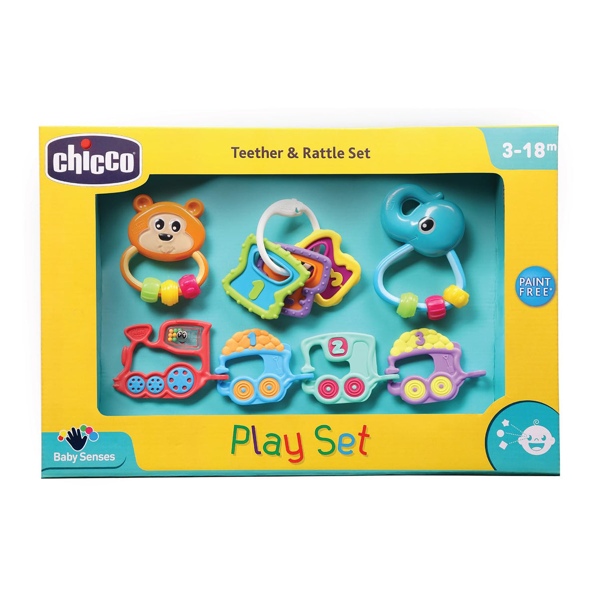 Chicco Firstplay Set|4Piece Interactive Rattle Toy Set For 3 To 18 Months | Lightweight & EasyToGrasp Baby Rattles | Stimulat
