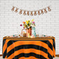 Tatuo 6 Pcs Black and Orange Round Circus Table Cloth 84 Inch Carnival Circus Tablecloths Striped Disposable Plastic Table Cover