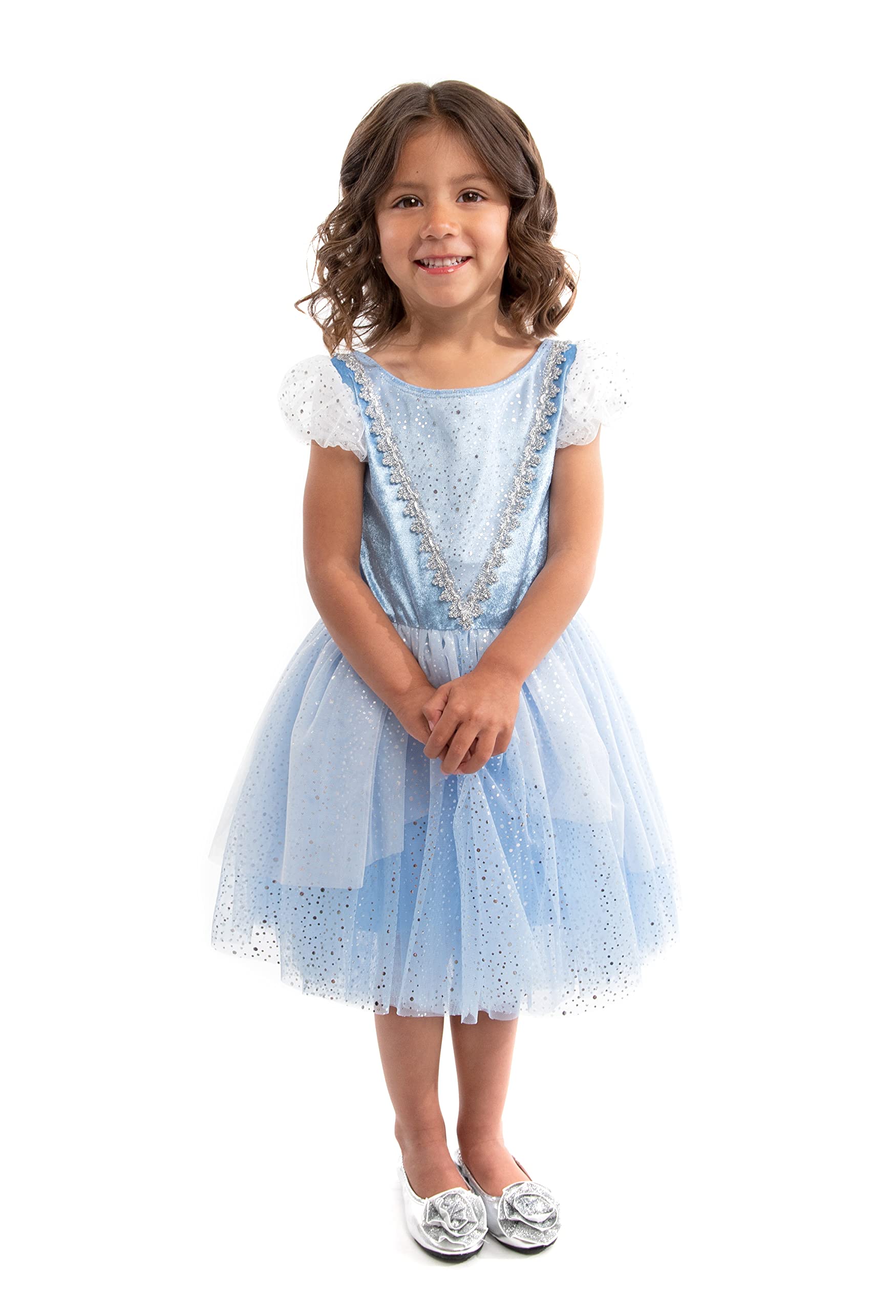 Little Adventures Cinderella Princess Party Dress - Machine Washable Child Pretend Play Costume Outfit with No Glitter (2XL Age 9-11)