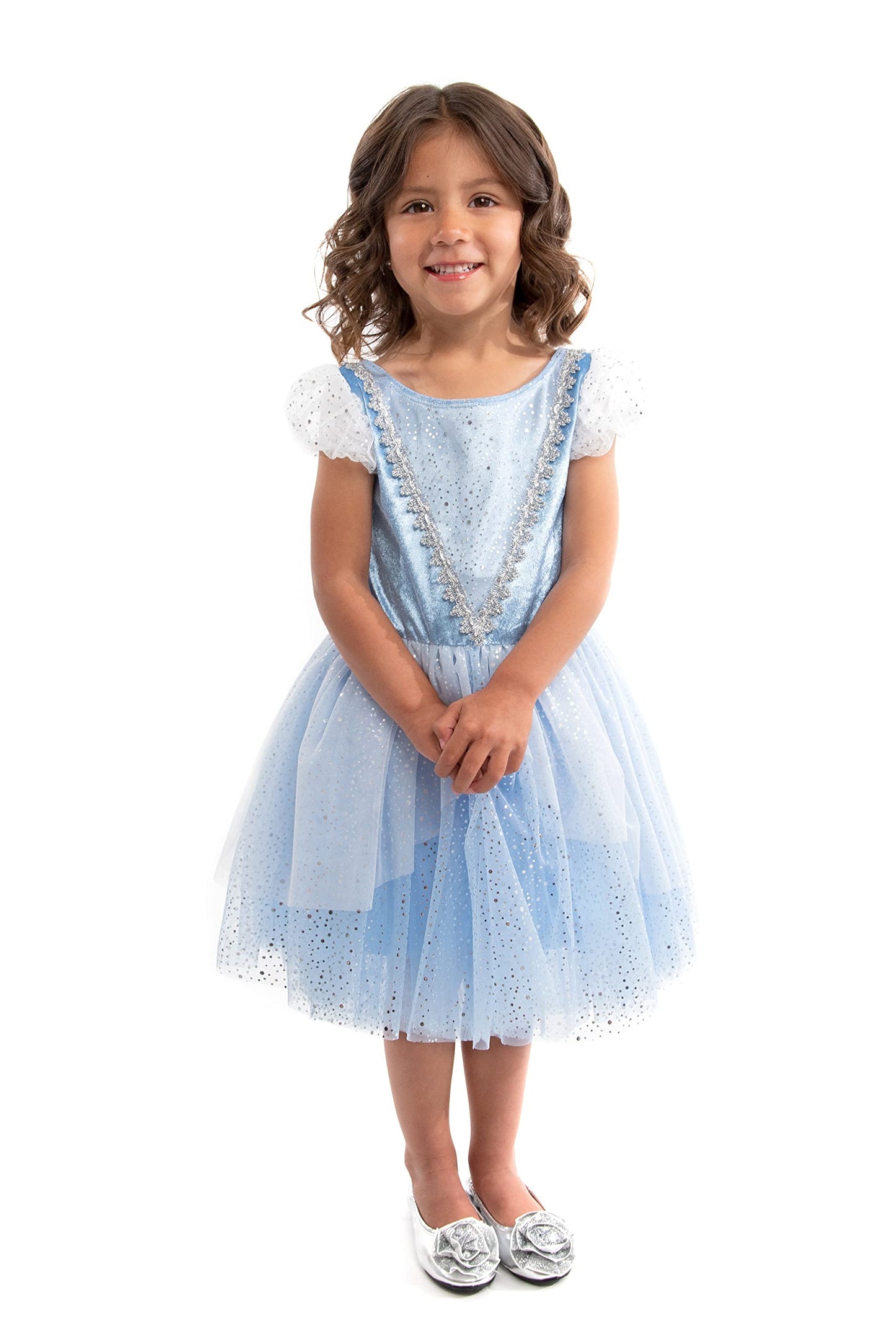 Little Adventures Cinderella Princess Party Dress - Machine Washable Child Pretend Play Costume Outfit with No Glitter (Small Age 1-3)