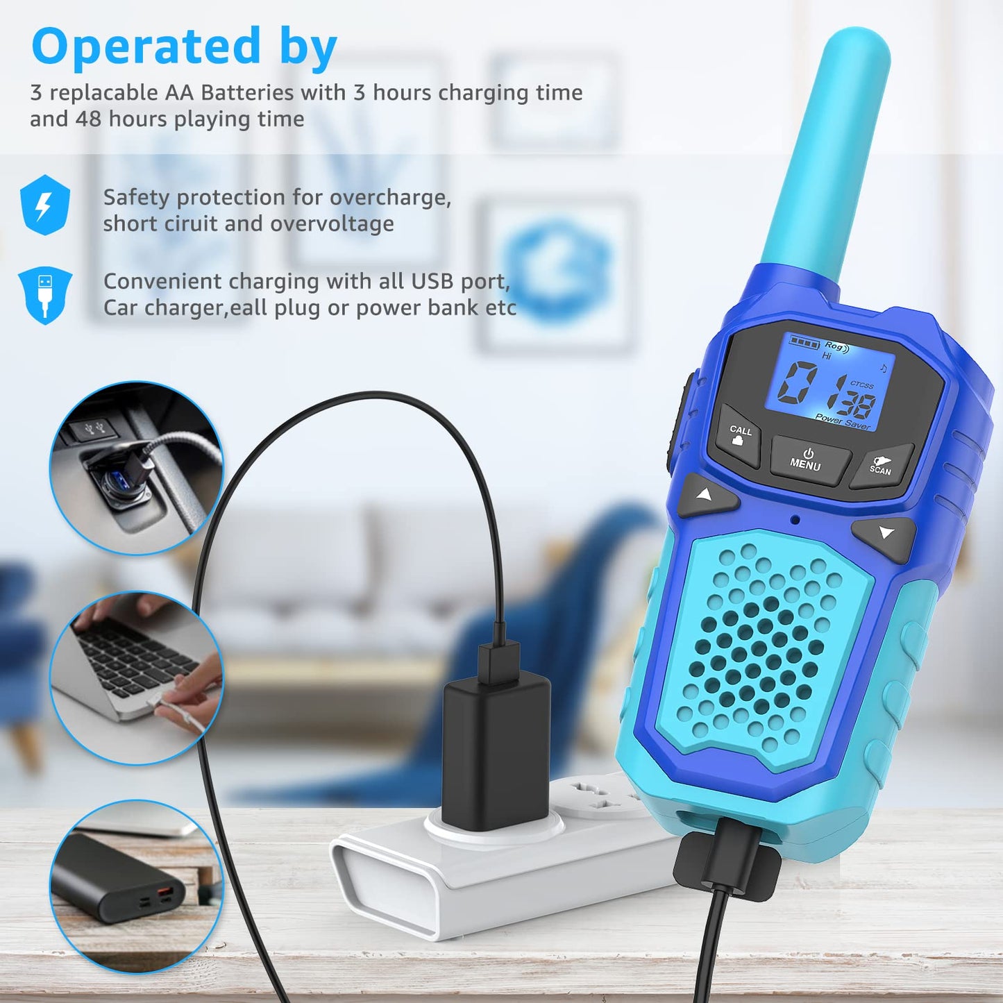 3 Walkie-Talkies For Kid, Outdoor Toys For Boys And Girls, Rechargeable Long Distance Walkie-Talkies, Suitable For Camping Hikin