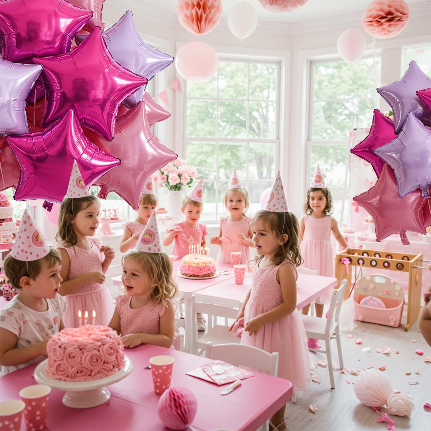 TONIFUL 15Pcs 18 Inch Large Pink Purple Star Shape Foil Balloons Big Stars Helium Mylar Ballons for Birthday Wedding Baby Shower