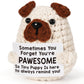 Positive Crochet Animals Puppy for Mom Women Friend Birthday  Emotional Inspirational Support Presents for Pet Lover Dog Mom Dad  Cute Handmade Tiny Pug Plush Doll