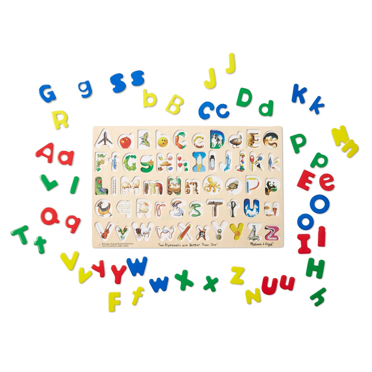 Melissa & Doug Wooden Alphabet Puzzle - 52 Pieces, Multi Color, Model 96128