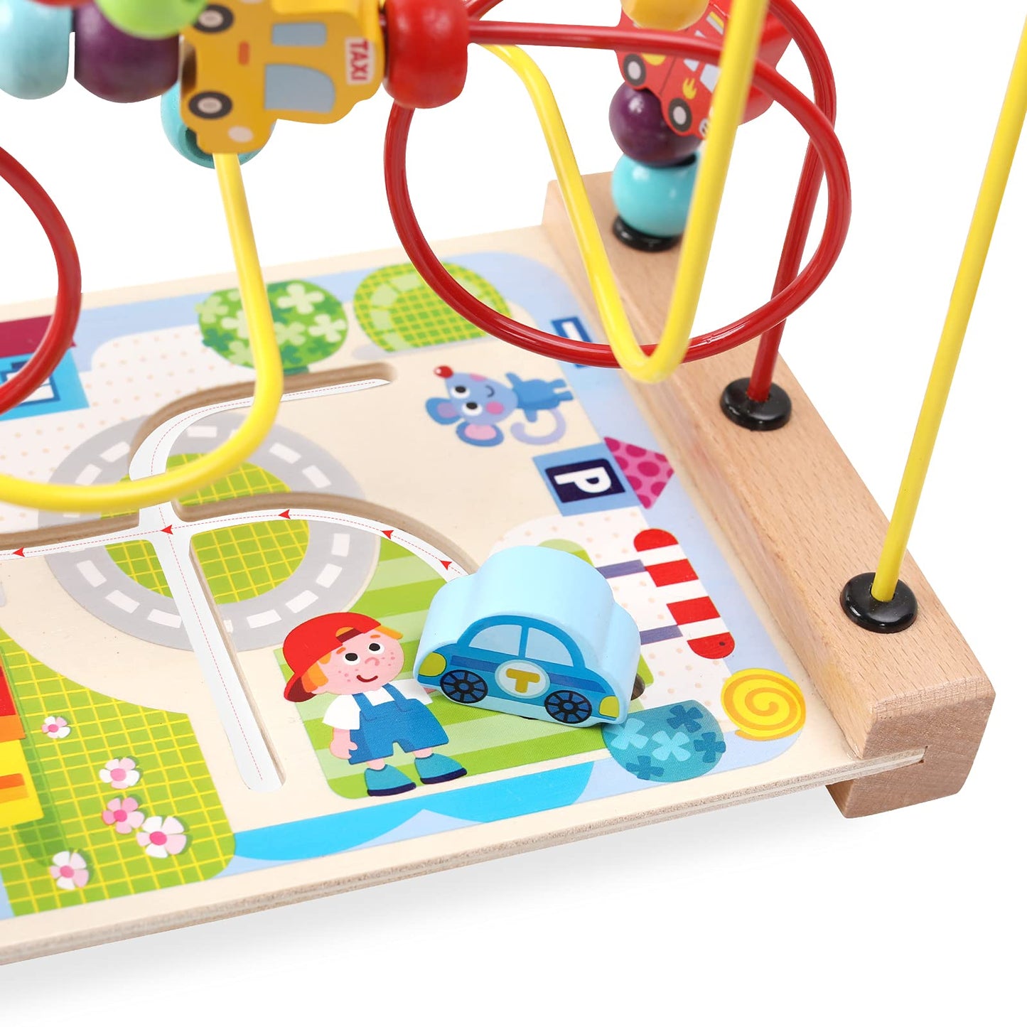 AISHUN Wooden Bead Maze Toy - Colorful Roller Coaster for Toddlers, Medium Size, Educational Gift for Kids, Multicolor