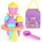 Beach Toys Ice Cream Sand Toys - Toddlers Beach Essentials for Kids Girls Boys, Sand Molds, Shovels with Collapsible Mesh Bag, T