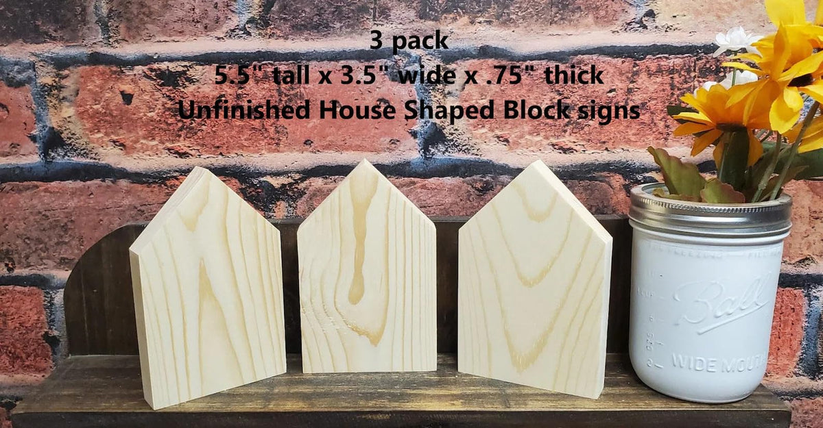Unfinished Wood House Blocks For Crafts, Pine Wood Board Wooden House Blocks Craft Panels For Art And Crafts, Engraving, Paintin