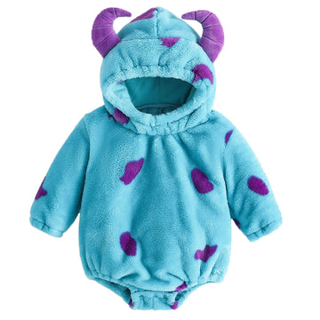 BABWWNIX Toddler Baby Boy Girl Halloween Animal Costume Fuzzy Warm Hooded Romper Funny Cosplay Zip-Up Jumpsuit Outfits Gifts (D-