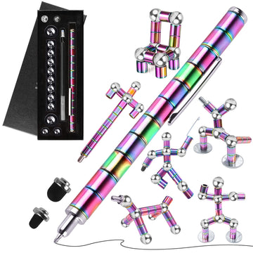 Moonhua Magnetic Pen Fidget Toy, Rainbow Magnet Metal Writing Pen Toy For Anxiety Relief, Diy Multifunctional Decompression Pen For Adults, Idea Gift For Christmas Classroom Party Supplies