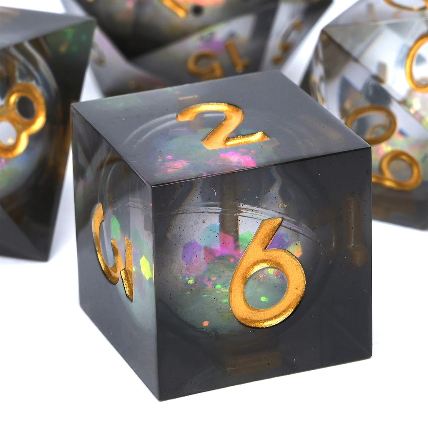 Dungeons and Dragons Liquid Core Dice Set D&D, polyhedron DND resin dice set, used for role-playing dice Magic Pathfinder game D