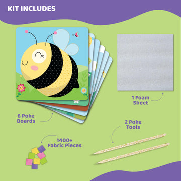 jackinthebox Poke Poke Art - Bugs Theme, Mess-Free Fabric Art and Craft, Flower Pressing Kits, Gift for Kids, Toys for Girls and