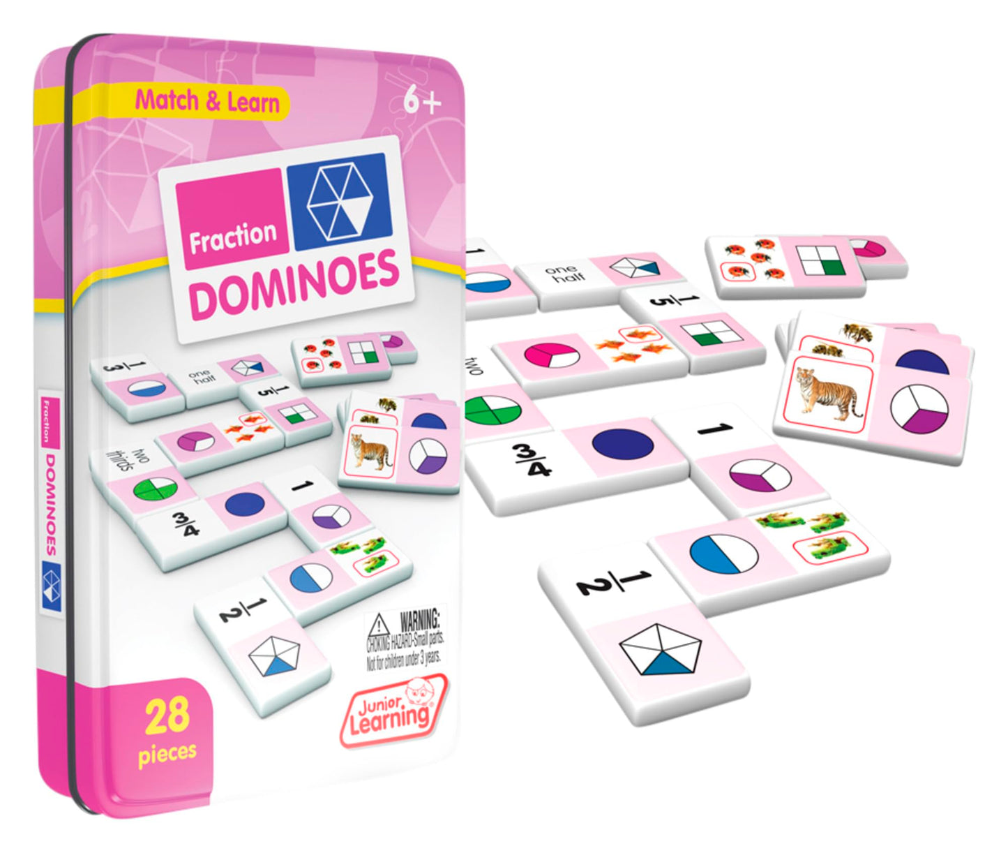 Junior Learning Jl485 Fraction Dominoes, Multi 7.8 H X 4.7 L X 1.5 W
