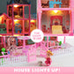 Randhar Doll House For Girls With Lights, 3 Dolls, 4 Floors -13 Rooms, 7 Sets Of Furniture And Accessories, Design And Build Gif