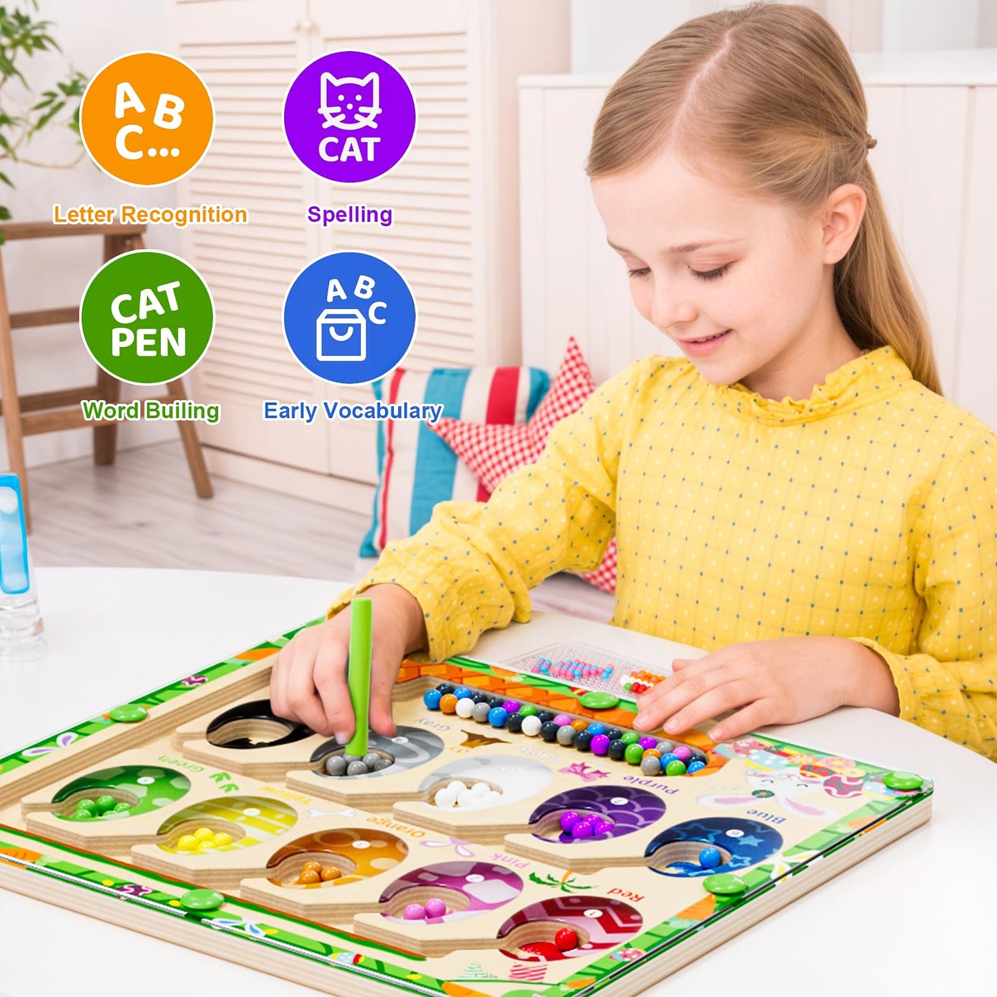 Zhiwuzhu Magnetic Color And Number Maze,Dinosaur Eggs Montessori Toys For 2 3 4 5 Year Old,Counting Matching Learning Toys,Easte