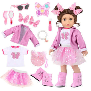 American 18 Inch Dolls Clothes Pretend Makeup Accessories Gift Playset For Girls,Cosmetic Bag Toys Fits For 18 Dolls Include Ski