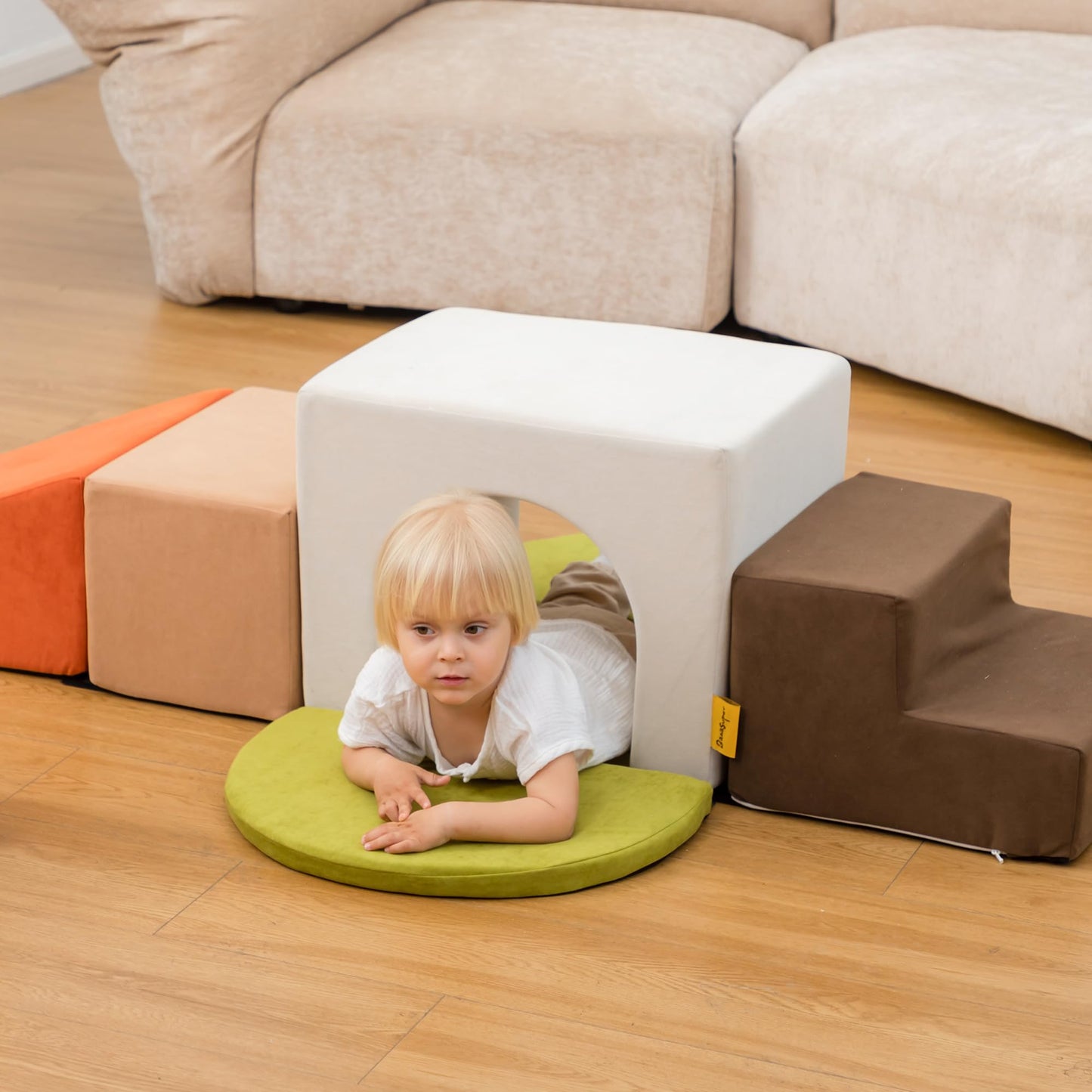 Banasuper Kids Climbing Foam Blocks Playset - 7 Piece Toddler Climbing Toys, Indoor Gross Motor Development Montessori Gross Mot