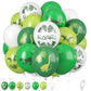 Dinosaur Balloons, 12 Inch Dino Printed Balloons Green White Lime Green Latex Balloons For Birthday Party Jungle Dinosaur Themed
