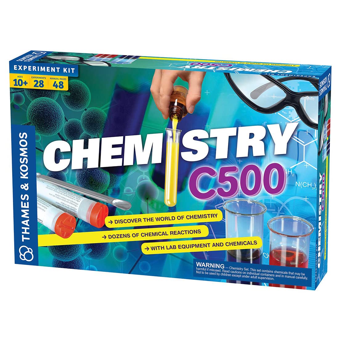Thames & Kosmos Chemistry Chem C500 Science Kit With 28 Guided Experiments 48 Page Science Guide Parents’ Choice Silver Award Winner, 13.1' L X 2.6' W X 8.9' H