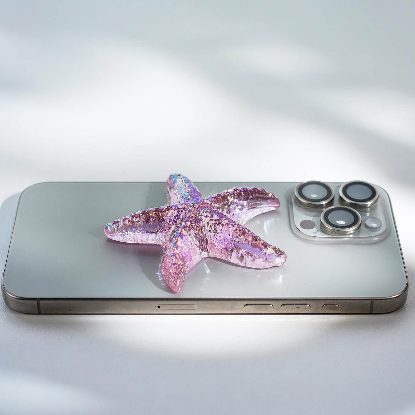 H&D HYALINE & DORA 2.8 Glass Starfish Figurine Handmade Blown Glass Starfish Figurine Tiny Glass Sea Animals Ornament for Aquarium Decor(Pink)