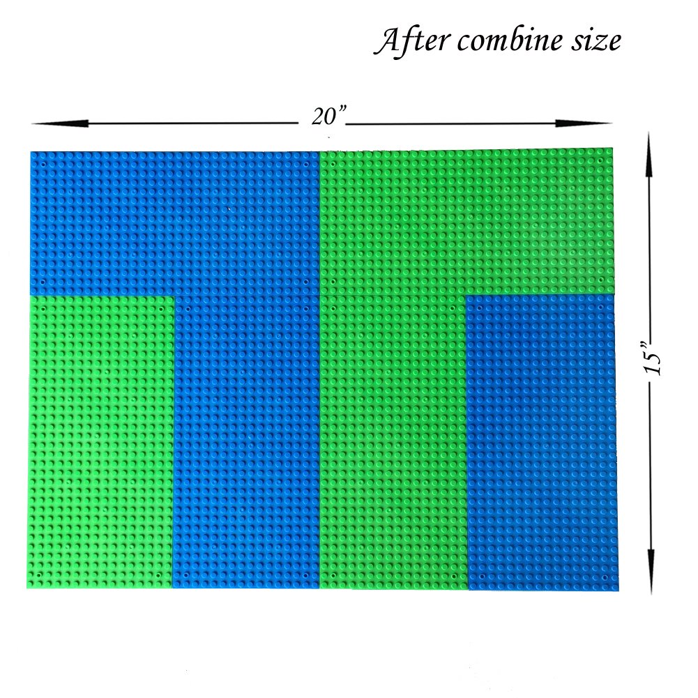 Dspitwod Base Plates 5 X10 Inch Variety Baseplates For Brick Block Building Compatible All Major Brands Blue And Green Baseboard With Pin-Hole (6-Pack)