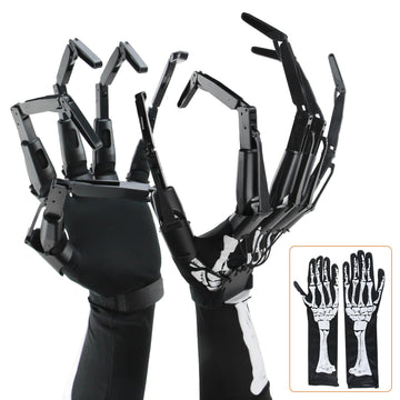 Halloween Articulated Fingers With Protective Gloves, Articulated Finger Extensions, Scary Skeleton Bone Claw Hand, Halloween Pr