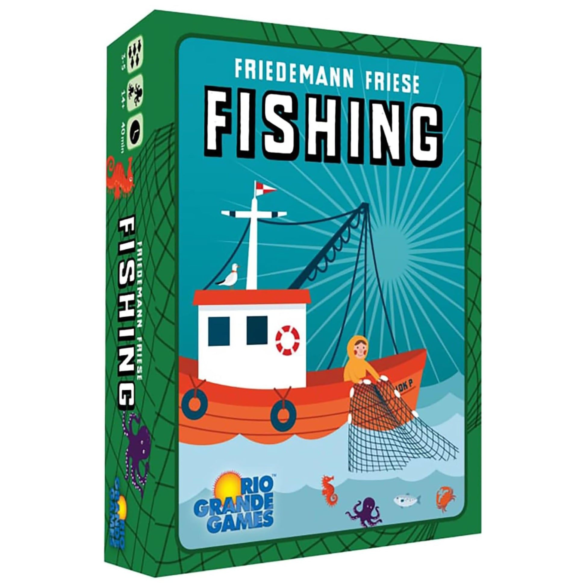 Rio Grande Games: Fishing - Trick Taking Card Game, Ocean Theme, Card Drafting & Point Collection, Ages 14+, 3-5 Players, 30-60 