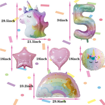 Unicorn Balloons Unicorn Birthday Party Decorations For Girls With Heart Star Rainbow Balloons Wedding Baby Shower Unicorn Party Supplies (Number 5)