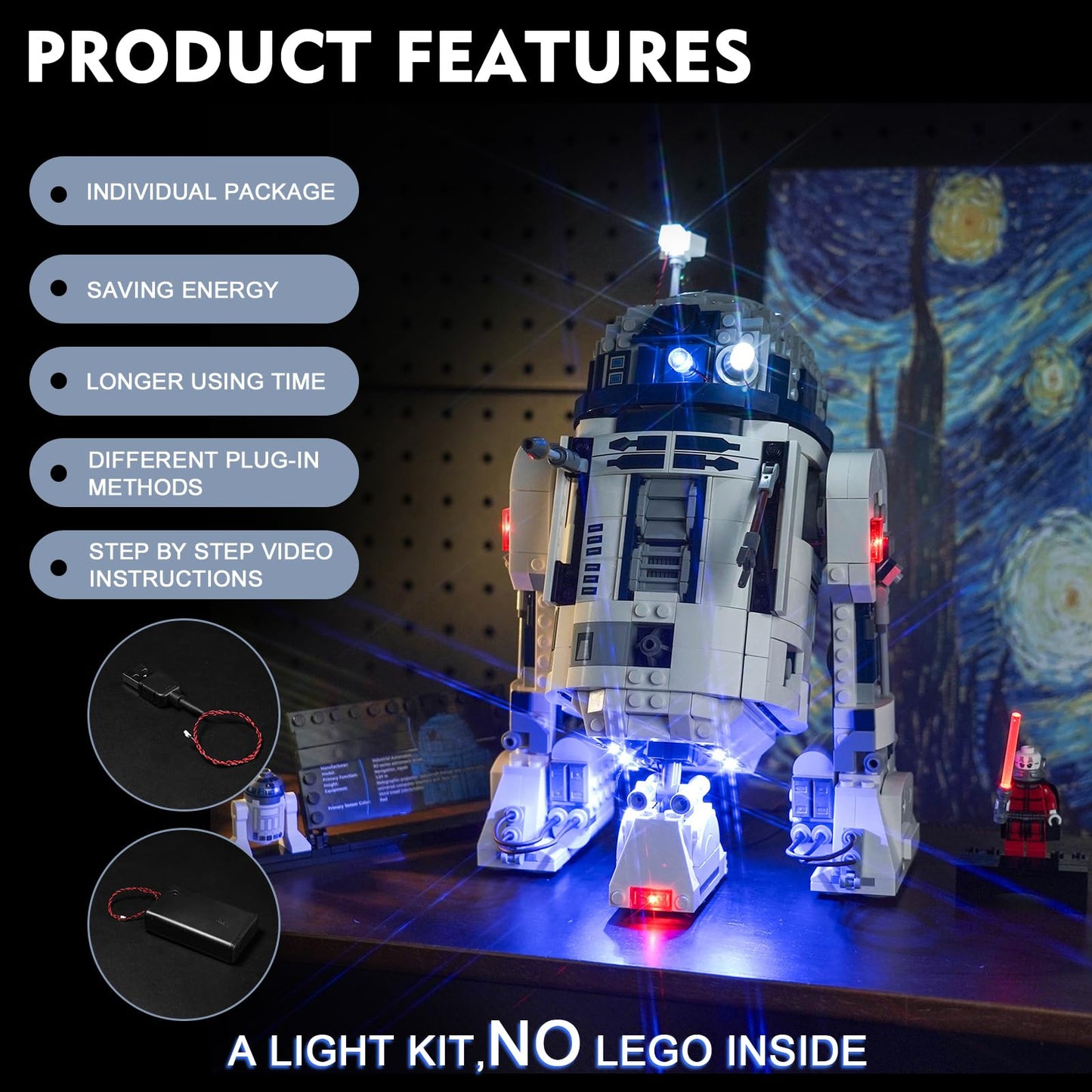 Brickbling Led Light Compatible With Lego R2-D2, Compatible With Lego 75379-No Model