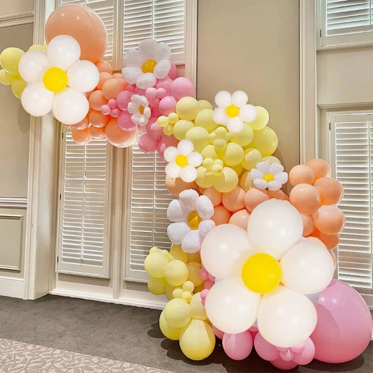 Daisy Flower Balloon Garland Arch Kit 137 Pcs Groovy Flower Foil Balloons Boho Pastel Pink Yellow White Orange Birthday Party De