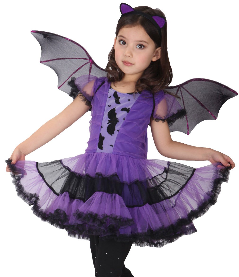 Eozy Girls Bat Costume Halloween Vampire Cosplay Costume Set For Kids