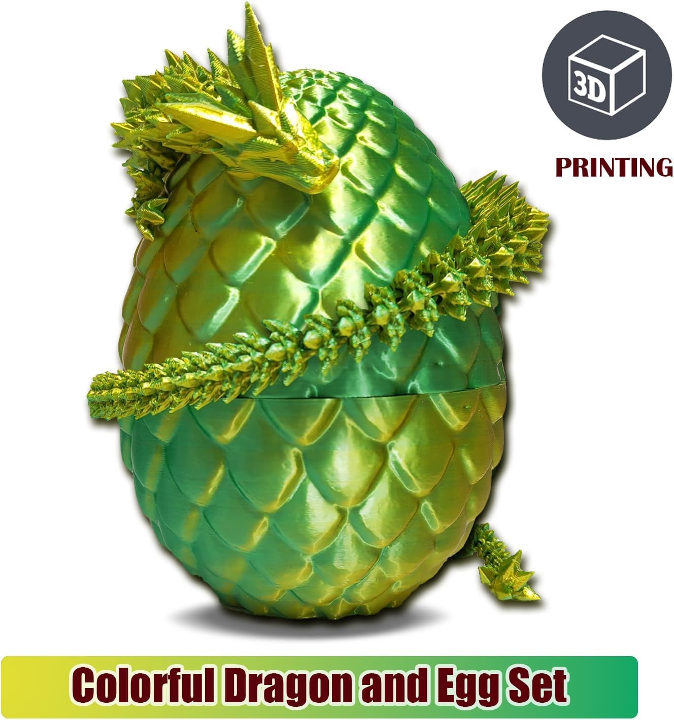 3D Printed Dragon Fidget Toys Dragon Egg 12Inch Flexible Dragon Toy 3D Printed Dragon Egg With Articulated Dragon Inside Fidget