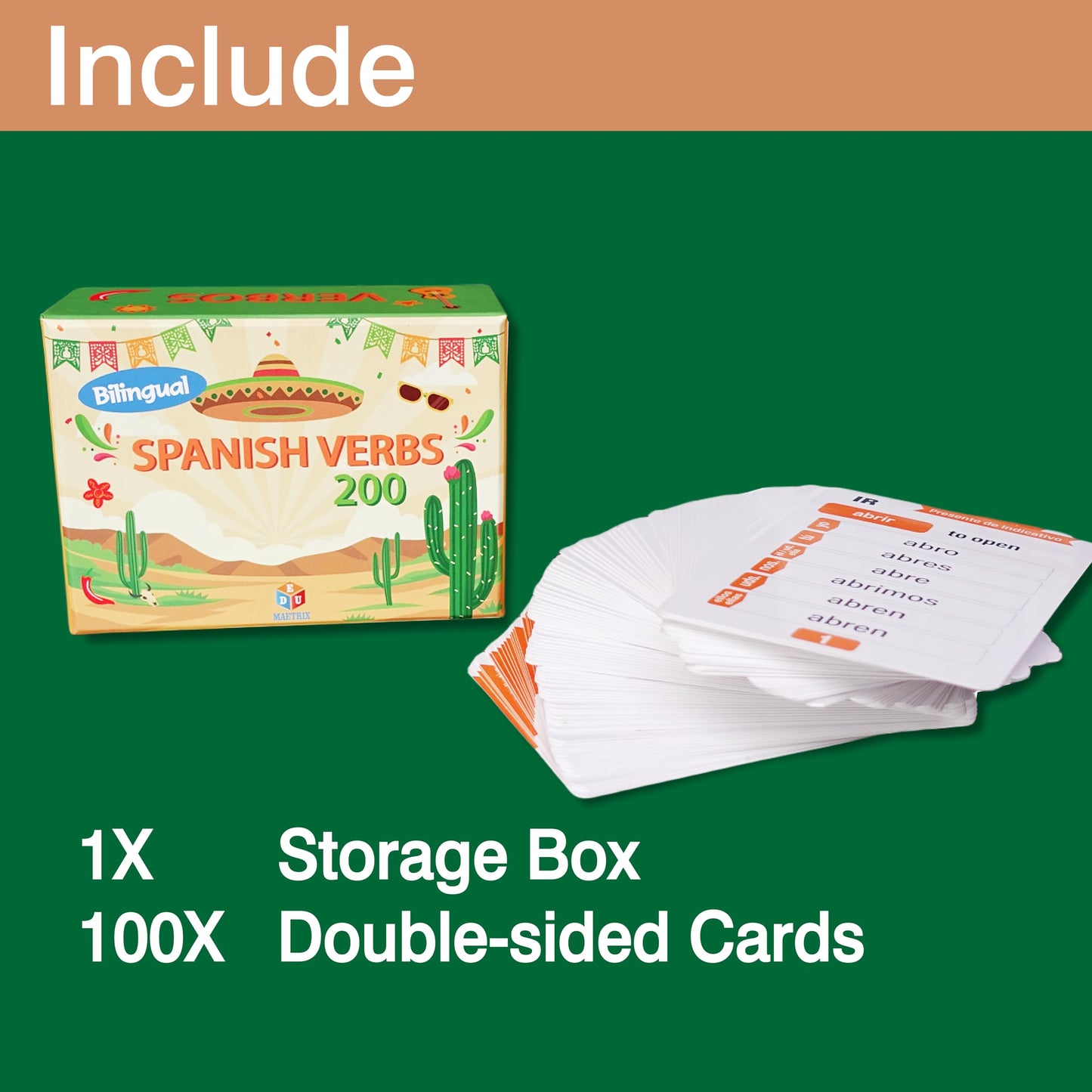 200 Spanish English Bilingual Verbs Verbos Conjugation Presente Indicativo Skill Drill Educational Flash Cards Learning Resource