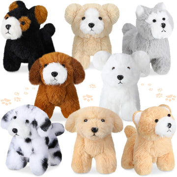 Sumind 8 Pieces Plush Dogs 5 Inch Stuffed Animals Bulk Assorted Cute Stuffed Dogs Small Animal Plush Toys For Girls Boys Graduation Valentine School Classroom Party Supplies Favors(Standing Dog)