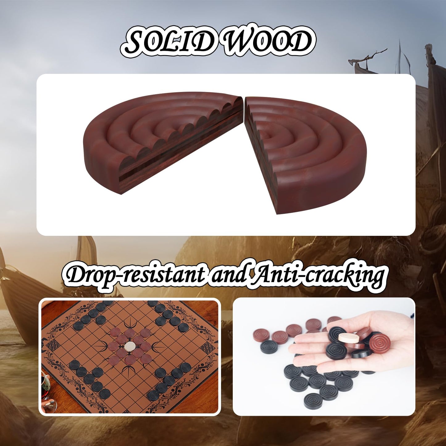 HNEFATAFL: Viking Chess Board Game  Authentic Traditional Two-Player Strategy Board Game  Travel Games with Chessboard. A Leather Game Board+37 Pieces+A Game Strategy+2 Plush Storage Bags