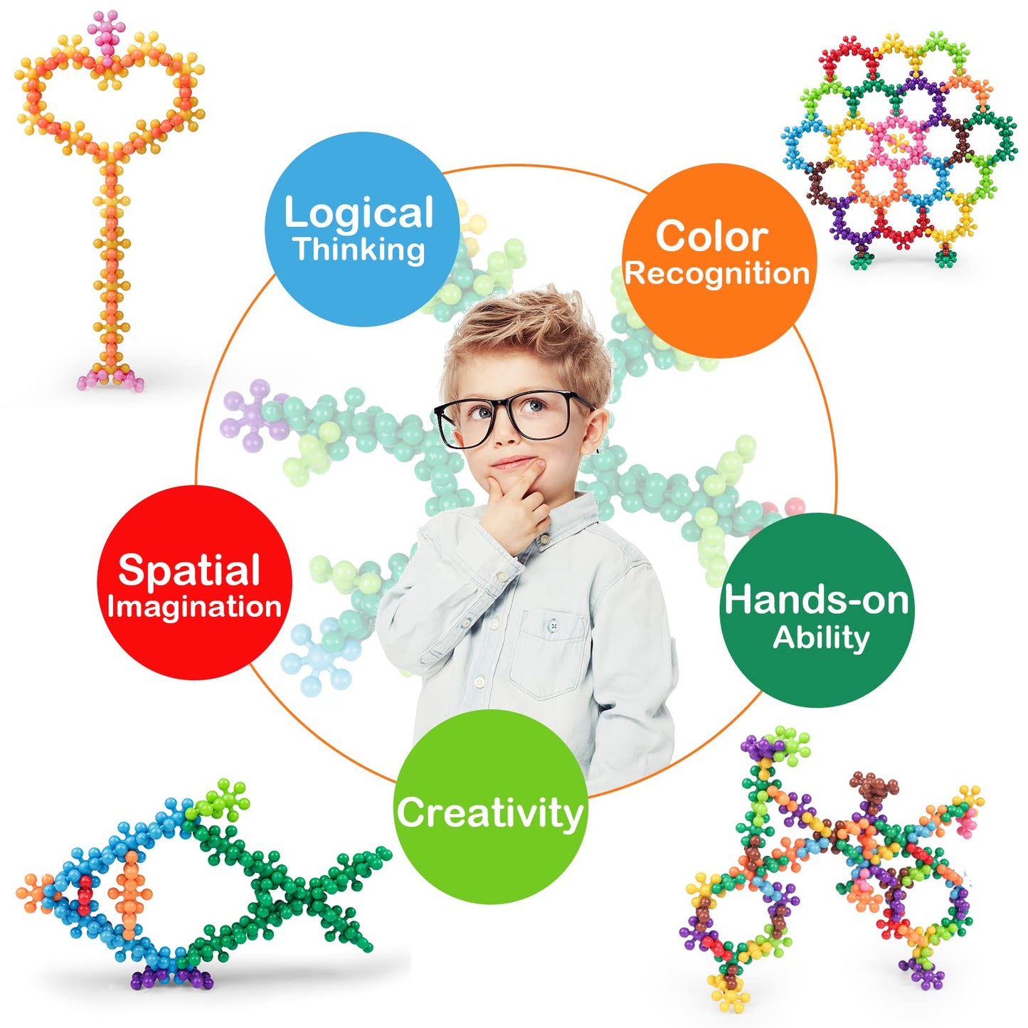 Neoact 600 Pcs Building Blocks Connect Toys,Interlocking Solid Plastic Educational Toys Sets For Preschool Kids Boys And Girls A