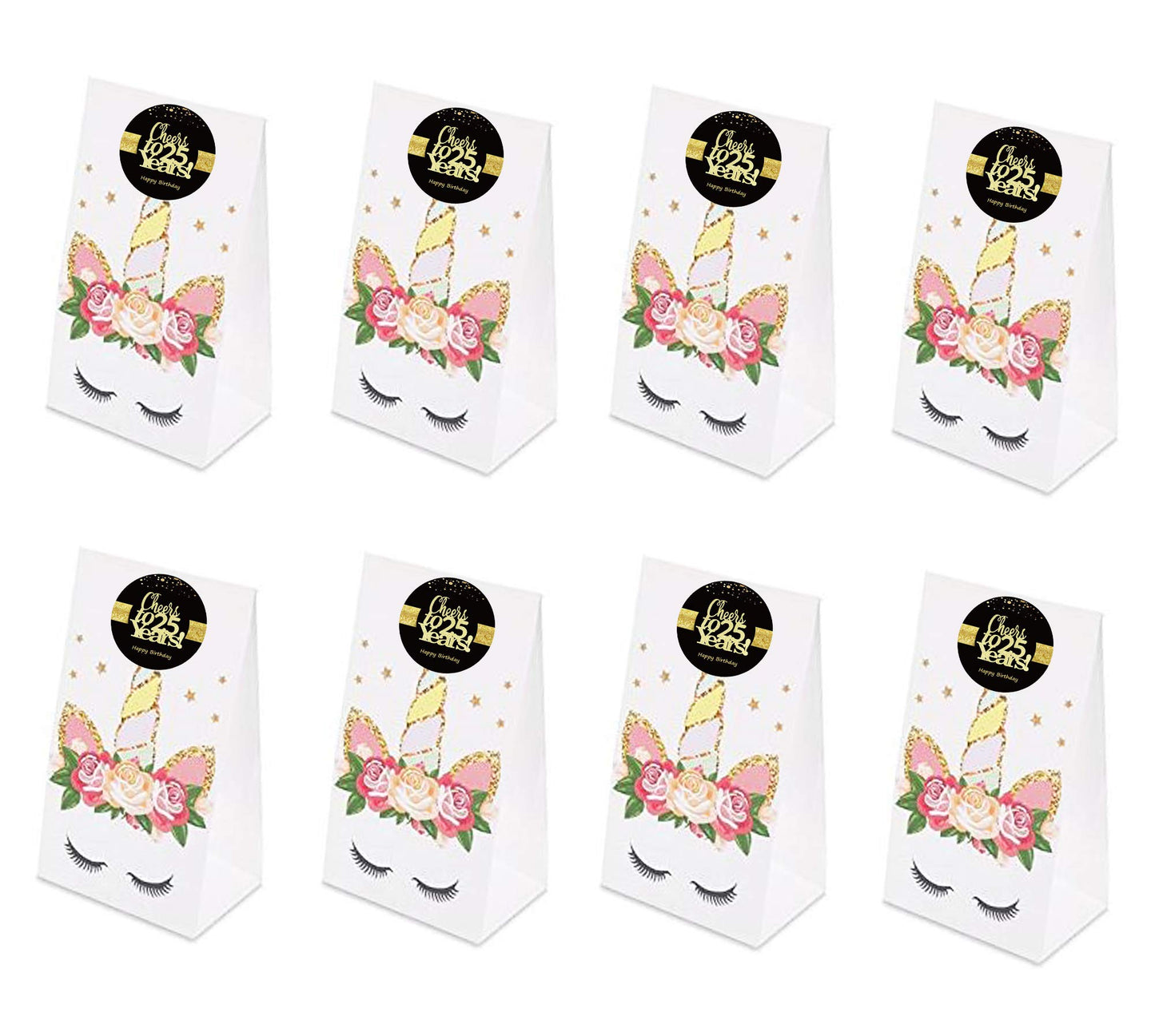 Sumerk 48 Pcs Cheers To 25 Stickers Large Bottle Stickers 25Th Birthday Stickers Card Seals 2 Inches Round Happy Birthday Party