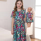 Bow Dream Girls Dress and Matching Doll Clothes Accessories for Girls Short Sleeve Leopard Kids Dress Size 150