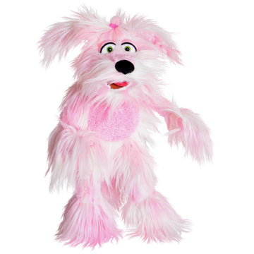 Living Puppets 20-Inch Plush Pink Dog Puppy Hand Puppet - Fine European Design  Ultra-Soft and Cuddly  Promotes Child Development  Safety Certified  Teacher-Recommended for Boys and Girls